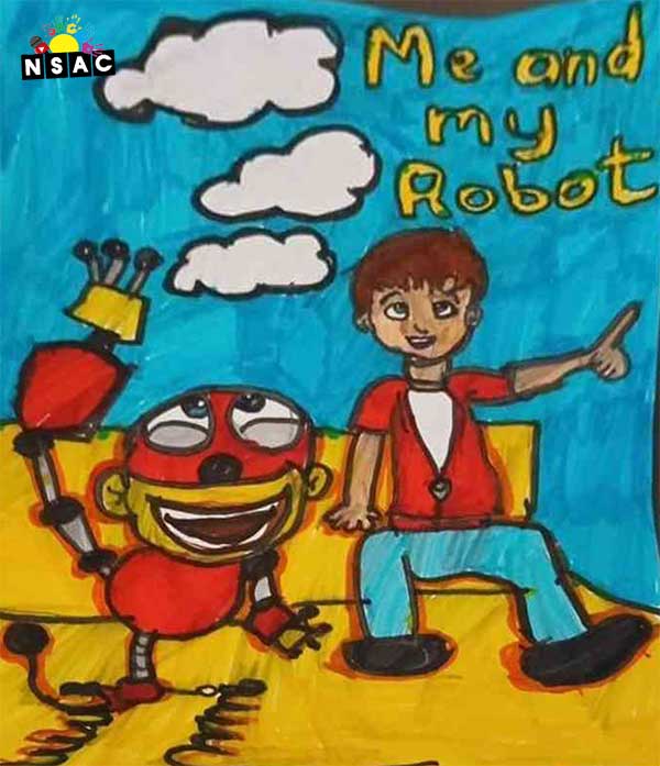 Artwork of Shivaay Ghatak in 21st All India Child Art Competition 2025, Me and My Robot Art Competition for Kids, National Level Painting Competition for Kids, Painting Competition for Children, Online Painting Competition for Kids, Kids Art Competition, Children Art Contest, Drawing Competition for Children, Painting Competition in Delhi for Kids, Nav Shri Art & Culture Organisation, Himanshu Art Institute, Painting Competition Near Me, Painting Competition for Students, Painting Competition for School, Drawing Competition for School Students, Indian Art Contest, Art Competition, Painting Competition for School Students