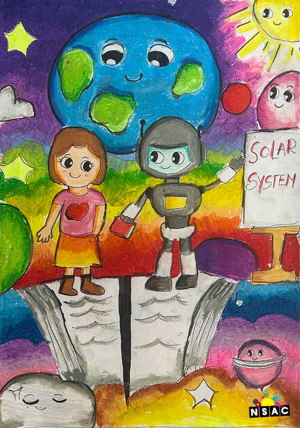 Artwork of Pragathi Prasanna Venkatesh in 21st All India Child Art Competition 2025, Me and My Robot Art Competition for Kids, National Level Painting Competition for Kids, Painting Competition for Children, Online Painting Competition for Kids, Kids Art Competition, Children Art Contest, Drawing Competition for Children, Painting Competition in Delhi for Kids, Nav Shri Art & Culture Organisation, Himanshu Art Institute, Painting Competition Near Me, Painting Competition for Students, Painting Competition for School, Drawing Competition for School Students, Indian Art Contest, Art Competition, Painting Competition for School Students