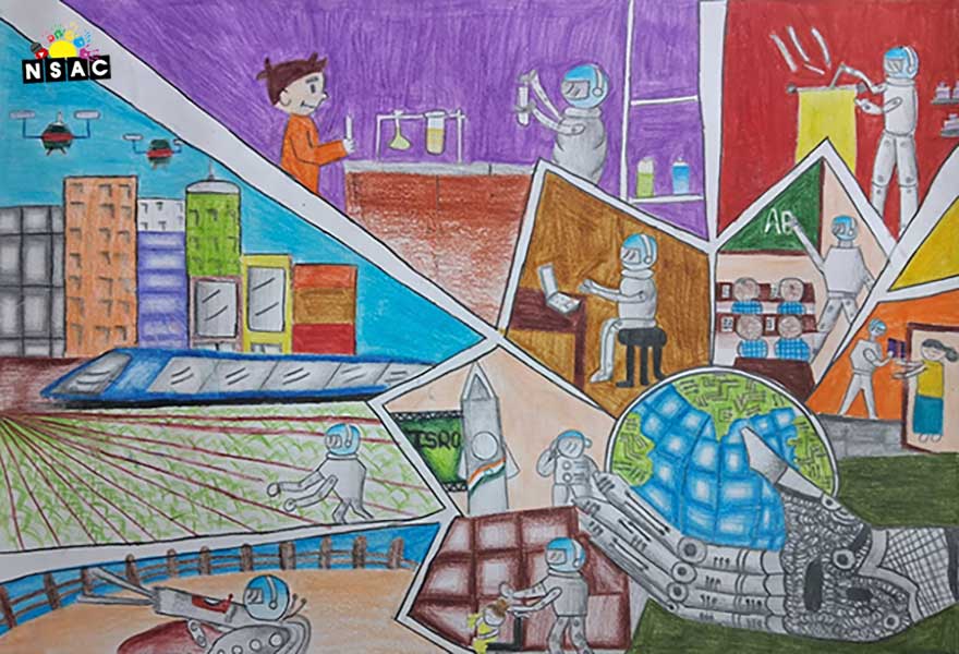 Artwork of T.Prajwin Sai in 21st All India Child Art Competition 2025, Me and My Robot Art Competition for Kids, National Level Painting Competition for Kids, Painting Competition for Children, Online Painting Competition for Kids, Kids Art Competition, Children Art Contest, Drawing Competition for Children, Painting Competition in Delhi for Kids, Nav Shri Art & Culture Organisation, Himanshu Art Institute, Painting Competition Near Me, Painting Competition for Students, Painting Competition for School, Drawing Competition for School Students, Indian Art Contest, Art Competition, Painting Competition for School Students
