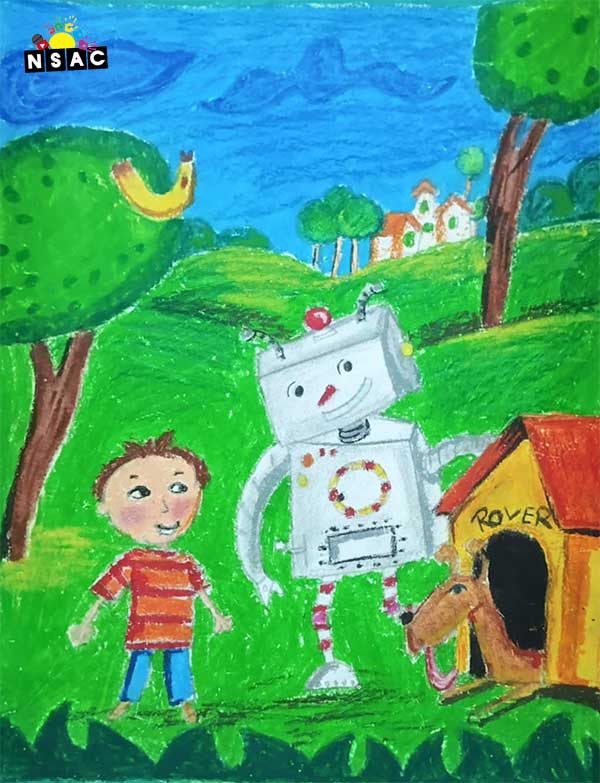 Artwork of D. Udita in 21st All India Child Art Competition 2025, Me and My Robot Art Competition for Kids, National Level Painting Competition for Kids, Painting Competition for Children, Online Painting Competition for Kids, Kids Art Competition, Children Art Contest, Drawing Competition for Children, Painting Competition in Delhi for Kids, Nav Shri Art & Culture Organisation, Himanshu Art Institute, Painting Competition Near Me, Painting Competition for Students, Painting Competition for School, Drawing Competition for School Students, Indian Art Contest, Art Competition, Painting Competition for School Students