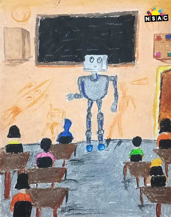 Artwork of Namrata Pandit in 21st All India Child Art Competition 2025, Me and My Robot Art Competition for Kids, National Level Painting Competition for Kids, Painting Competition for Children, Online Painting Competition for Kids, Kids Art Competition, Children Art Contest, Drawing Competition for Children, Painting Competition in Delhi for Kids, Nav Shri Art & Culture Organisation, Himanshu Art Institute, Painting Competition Near Me, Painting Competition for Students, Painting Competition for School, Drawing Competition for School Students, Indian Art Contest, Art Competition, Painting Competition for School Students