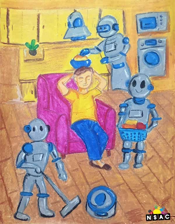 Artwork of Gracy Deb in 21st All India Child Art Competition 2025, Me and My Robot Art Competition for Kids, National Level Painting Competition for Kids, Painting Competition for Children, Online Painting Competition for Kids, Kids Art Competition, Children Art Contest, Drawing Competition for Children, Painting Competition in Delhi for Kids, Nav Shri Art & Culture Organisation, Himanshu Art Institute, Painting Competition Near Me, Painting Competition for Students, Painting Competition for School, Drawing Competition for School Students, Indian Art Contest, Art Competition, Painting Competition for School Students