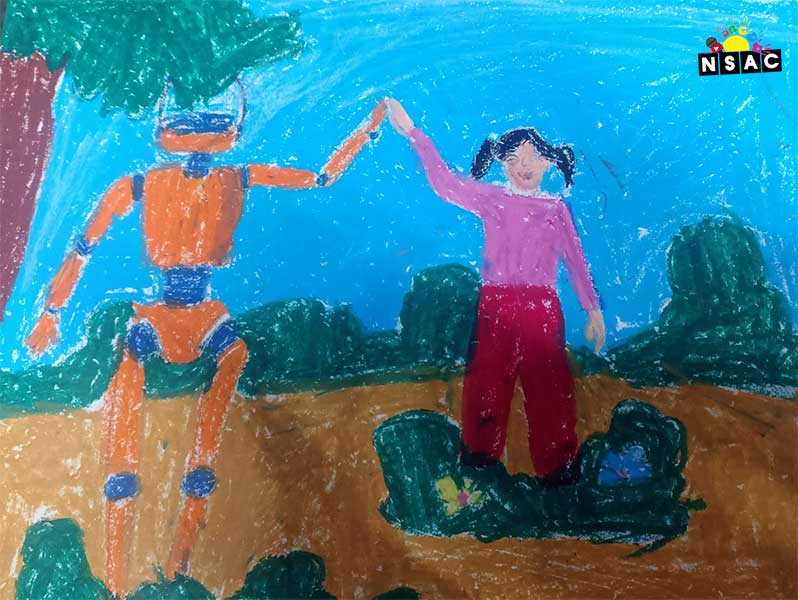 Artwork of Piu Hrishi Das in 21st All India Child Art Competition 2025, Me and My Robot Art Competition for Kids, National Level Painting Competition for Kids, Painting Competition for Children, Online Painting Competition for Kids, Kids Art Competition, Children Art Contest, Drawing Competition for Children, Painting Competition in Delhi for Kids, Nav Shri Art & Culture Organisation, Himanshu Art Institute, Painting Competition Near Me, Painting Competition for Students, Painting Competition for School, Drawing Competition for School Students, Indian Art Contest, Art Competition, Painting Competition for School Students