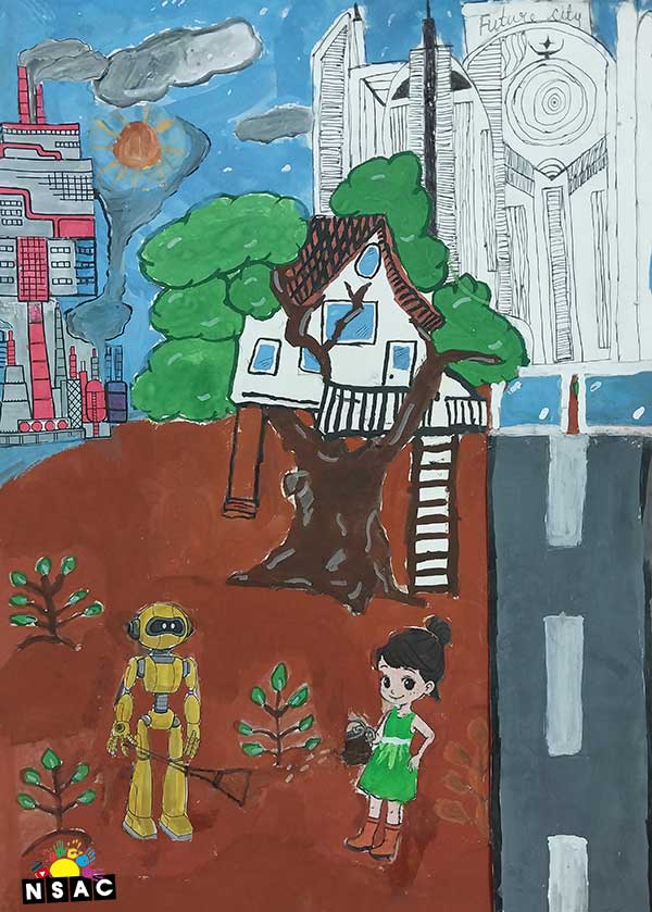 Artwork of Arukala Anika in 21st All India Child Art Competition 2025, Me and My Robot Art Competition for Kids, National Level Painting Competition for Kids, Painting Competition for Children, Online Painting Competition for Kids, Kids Art Competition, Children Art Contest, Drawing Competition for Children, Painting Competition in Delhi for Kids, Nav Shri Art & Culture Organisation, Himanshu Art Institute, Painting Competition Near Me, Painting Competition for Students, Painting Competition for School, Drawing Competition for School Students, Indian Art Contest, Art Competition, Painting Competition for School Students