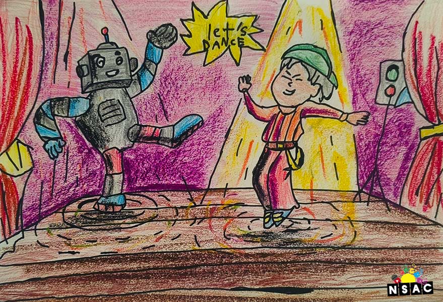 Artwork of Aatharv Veehar Gajjela in 21st All India Child Art Competition 2025, Me and My Robot Art Competition for Kids, National Level Painting Competition for Kids, Painting Competition for Children, Online Painting Competition for Kids, Kids Art Competition, Children Art Contest, Drawing Competition for Children, Painting Competition in Delhi for Kids, Nav Shri Art & Culture Organisation, Himanshu Art Institute, Painting Competition Near Me, Painting Competition for Students, Painting Competition for School, Drawing Competition for School Students, Indian Art Contest, Art Competition, Painting Competition for School Students