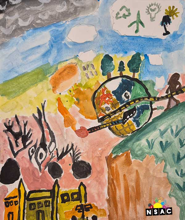 Artwork of Reyan Bhatia in 21st All India Child Art Competition 2025, The Future of Earth - Online Competition, National Level Painting Competition for Kids, Painting Competition for Children, Online Painting Competition for Kids, Kids Art Competition, Children Art Contest, Drawing Competition for Children, Painting Competition in Delhi for Kids, Nav Shri Art & Culture Organisation, Himanshu Art Institute, Painting Competition Near Me, Painting Competition for Students, Painting Competition for School, Drawing Competition for School Students, Indian Art Contest, Art Competition, Painting Competition for School Students