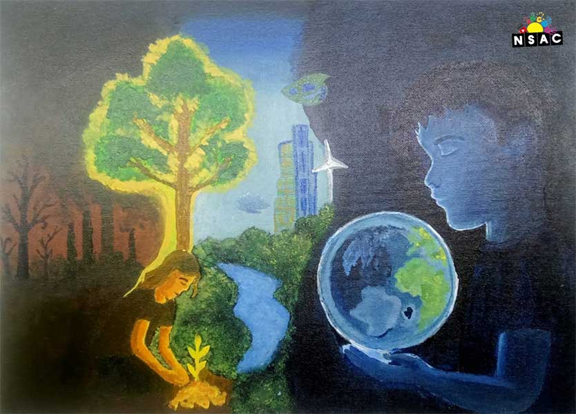 Artwork of Aanya Kaushik in 21st All India Child Art Competition 2025, The Future of Earth - Online Competition, National Level Painting Competition for Kids, Painting Competition for Children, Online Painting Competition for Kids, Kids Art Competition, Children Art Contest, Drawing Competition for Children, Painting Competition in Delhi for Kids, Nav Shri Art & Culture Organisation, Himanshu Art Institute, Painting Competition Near Me, Painting Competition for Students, Painting Competition for School, Drawing Competition for School Students, Indian Art Contest, Art Competition, Painting Competition for School Students