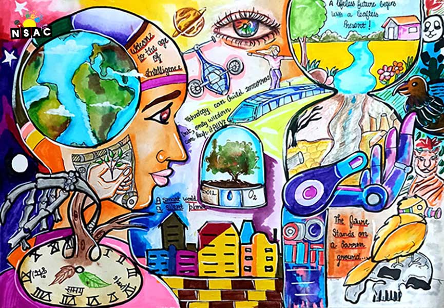 Artwork of Laibaah Rizwan in 21st All India Child Art Competition 2025, The Future of Earth - Online Competition, National Level Painting Competition for Kids, Painting Competition for Children, Online Painting Competition for Kids, Kids Art Competition, Children Art Contest, Drawing Competition for Children, Painting Competition in Delhi for Kids, Nav Shri Art & Culture Organisation, Himanshu Art Institute, Painting Competition Near Me, Painting Competition for Students, Painting Competition for School, Drawing Competition for School Students, Indian Art Contest, Art Competition, Painting Competition for School Students