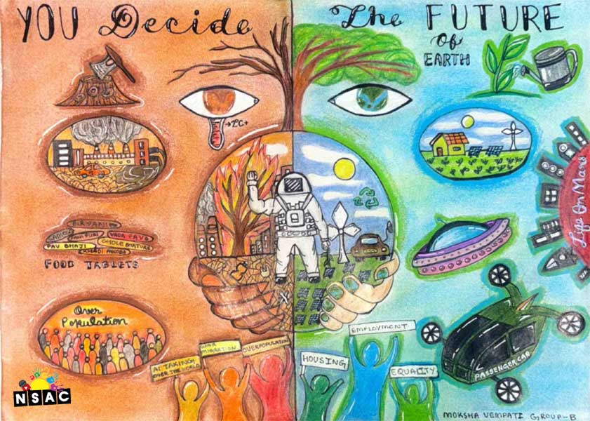Artwork of Moksha Vempati in 21st All India Child Art Competition 2025, The Future of Earth - Online Competition, National Level Painting Competition for Kids, Painting Competition for Children, Online Painting Competition for Kids, Kids Art Competition, Children Art Contest, Drawing Competition for Children, Painting Competition in Delhi for Kids, Nav Shri Art & Culture Organisation, Himanshu Art Institute, Painting Competition Near Me, Painting Competition for Students, Painting Competition for School, Drawing Competition for School Students, Indian Art Contest, Art Competition, Painting Competition for School Students