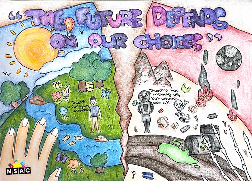 Artwork of Nitin Satheskumar in 21st All India Child Art Competition 2025, The Future of Earth - Online Competition, National Level Painting Competition for Kids, Painting Competition for Children, Online Painting Competition for Kids, Kids Art Competition, Children Art Contest, Drawing Competition for Children, Painting Competition in Delhi for Kids, Nav Shri Art & Culture Organisation, Himanshu Art Institute, Painting Competition Near Me, Painting Competition for Students, Painting Competition for School, Drawing Competition for School Students, Indian Art Contest, Art Competition, Painting Competition for School Students