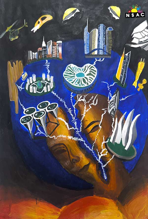 Artwork of Avani Polsani in 21st All India Child Art Competition 2025, The Future of Earth - Online Competition, National Level Painting Competition for Kids, Painting Competition for Children, Online Painting Competition for Kids, Kids Art Competition, Children Art Contest, Drawing Competition for Children, Painting Competition in Delhi for Kids, Nav Shri Art & Culture Organisation, Himanshu Art Institute, Painting Competition Near Me, Painting Competition for Students, Painting Competition for School, Drawing Competition for School Students, Indian Art Contest, Art Competition, Painting Competition for School Students