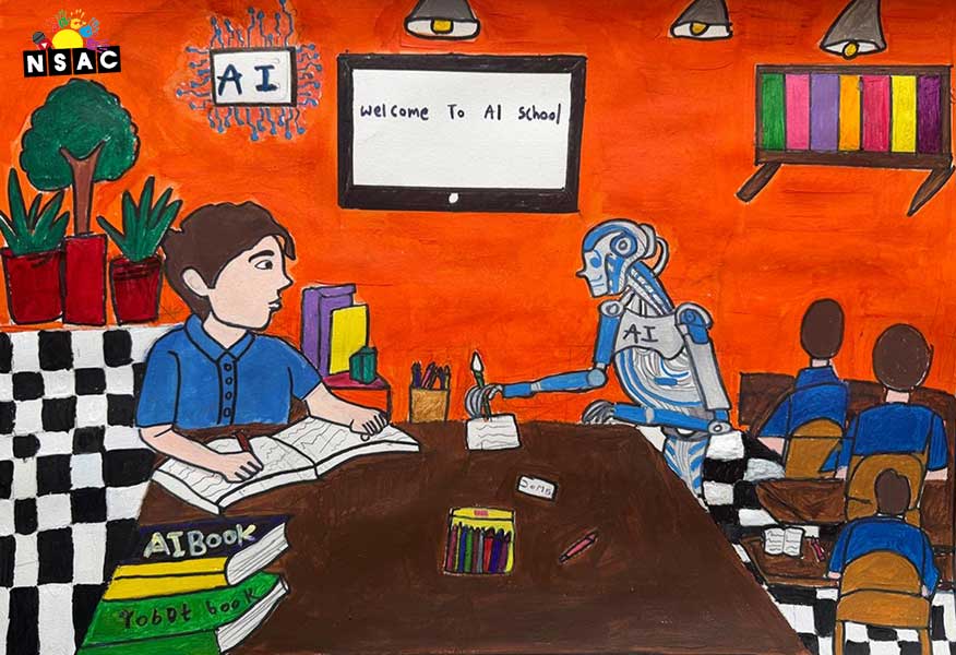 Artwork of Krishna Smaran Podapat in 21st All India Child Art Competition 2025, The Future of Earth - Online Competition, National Level Painting Competition for Kids, Painting Competition for Children, Online Painting Competition for Kids, Kids Art Competition, Children Art Contest, Drawing Competition for Children, Painting Competition in Delhi for Kids, Nav Shri Art & Culture Organisation, Himanshu Art Institute, Painting Competition Near Me, Painting Competition for Students, Painting Competition for School, Drawing Competition for School Students, Indian Art Contest, Art Competition, Painting Competition for School Students