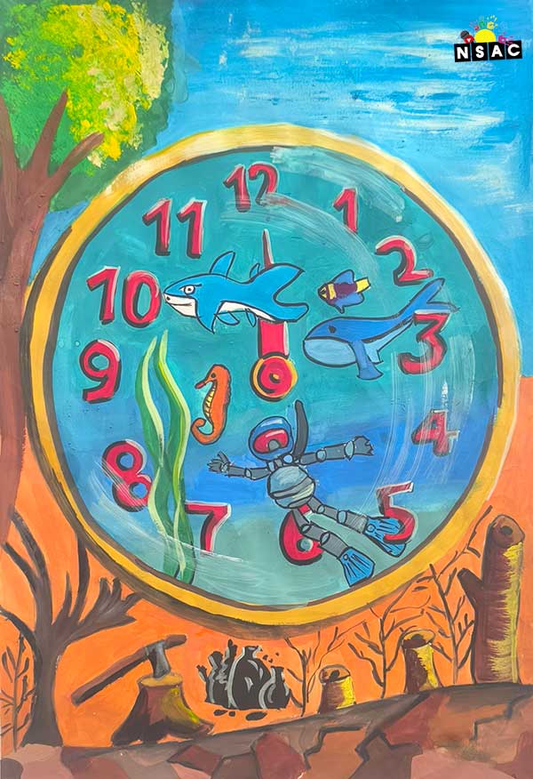 Artwork of D. Laxmi Priya in 21st All India Child Art Competition 2025, The Future of Earth - Online Competition, National Level Painting Competition for Kids, Painting Competition for Children, Online Painting Competition for Kids, Kids Art Competition, Children Art Contest, Drawing Competition for Children, Painting Competition in Delhi for Kids, Nav Shri Art & Culture Organisation, Himanshu Art Institute, Painting Competition Near Me, Painting Competition for Students, Painting Competition for School, Drawing Competition for School Students, Indian Art Contest, Art Competition, Painting Competition for School Students