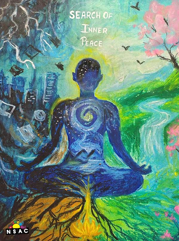 Artwork of Bidya Sarkar in 21st All India Child Art Competition 2025, In Search of Inner Peace - Online Competition, National Level Painting Competition for Kids, Painting Competition for Children, Online Painting Competition for Kids, Kids Art Competition, Children Art Contest, Drawing Competition for Children, Painting Competition in Delhi for Kids, Nav Shri Art & Culture Organisation, Himanshu Art Institute, Painting Competition Near Me, Painting Competition for Students, Painting Competition for School, Drawing Competition for School Students, Indian Art Contest, Art Competition, Painting Competition for School Students