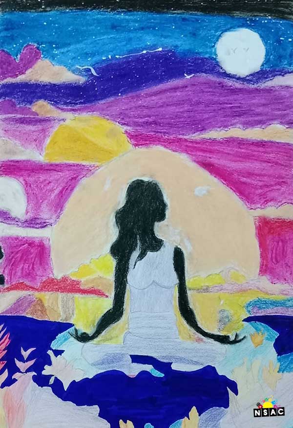 Artwork of Ganesh Suresh Dhakre in 21st All India Child Art Competition 2025, In Search of Inner Peace - Online Competition, National Level Painting Competition for Kids, Painting Competition for Children, Online Painting Competition for Kids, Kids Art Competition, Children Art Contest, Drawing Competition for Children, Painting Competition in Delhi for Kids, Nav Shri Art & Culture Organisation, Himanshu Art Institute, Painting Competition Near Me, Painting Competition for Students, Painting Competition for School, Drawing Competition for School Students, Indian Art Contest, Art Competition, Painting Competition for School Students