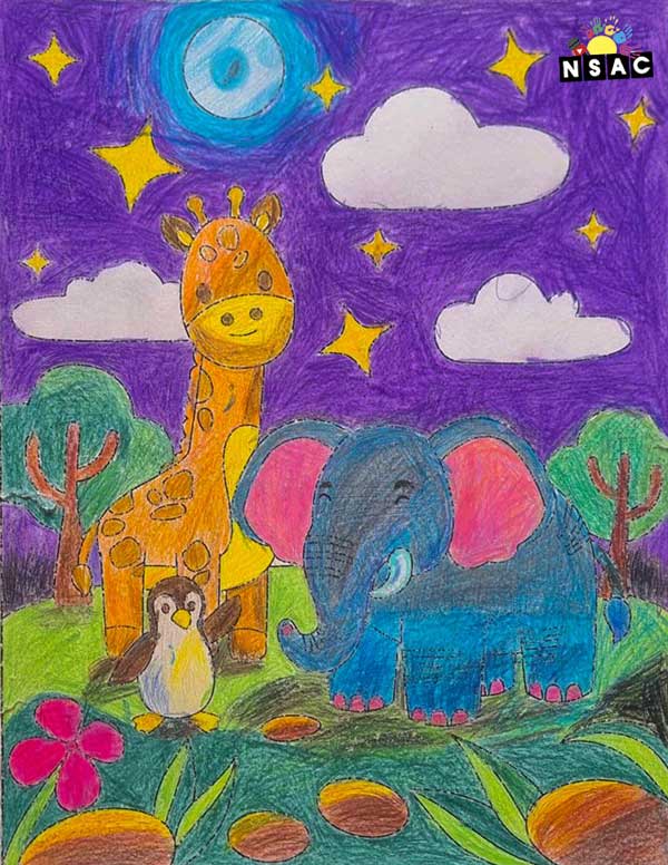 Artwork of Shreshta Kotte in 21st All India Child Art Competition 2025, Online Art Competition for Kids, National Level Painting Competition for Kids, Painting Competition for Children, Online Painting Competition for Kids, Kids Art Competition, Children Art Contest, Drawing Competition for Children, Painting Competition in Delhi for Kids, Nav Shri Art & Culture Organisation, Himanshu Art Institute, Painting Competition Near Me, Painting Competition for Students, Painting Competition for School, Drawing Competition for School Students, Indian Art Contest, Art Competition, Painting Competition for School Students