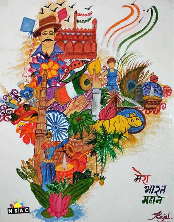 Kajal Bhati Painting in Online Painting Competition - Azadi Ka Amrit Mahotsav