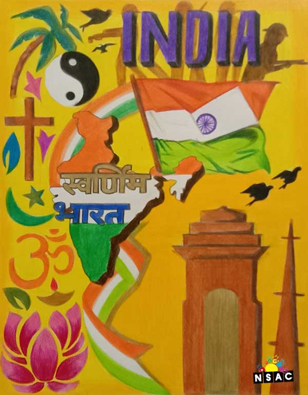 Simham Suchithra Painting in Online Painting Competition - Azadi Ka Amrit Mahotsav